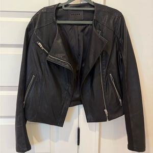 Blank NYC Black Leather Biker Jacket with Asymmetrical Zipper